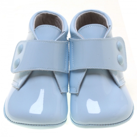 Baby Boys Blue Patent High Ankle Pram Shoes #2