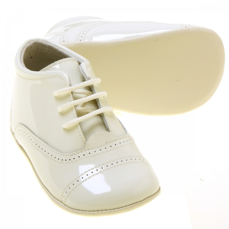 Baby Boys Ivory Oxford Pram Shoes In Patent Leather #2