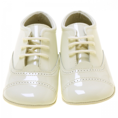 Baby Boys Ivory Oxford Pram Shoes In Patent Leather #3