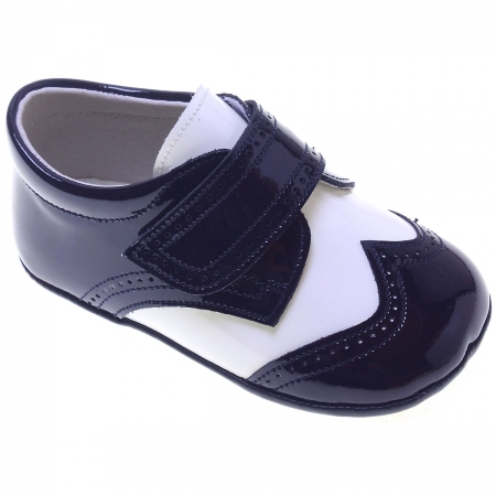 Baby Boys Navy And White Patent Pram Shoes