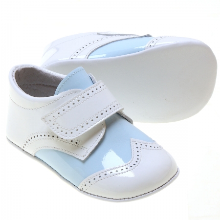 Baby Boys Baby White Blue Patent Shoes #2