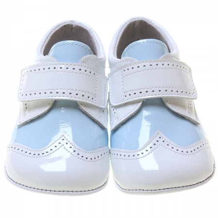 Baby Boys Baby White Blue Patent Shoes #3
