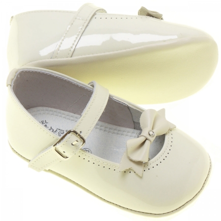 Baby Girls Ivory Patent Shoes Bow Decoration #2
