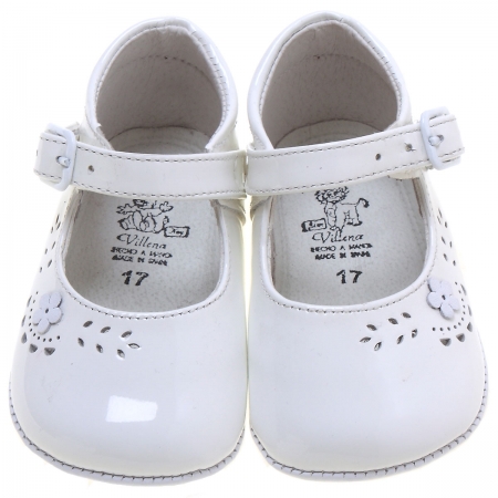 Baby Girls White Patent Pram Shoes #2