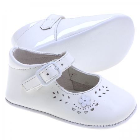 Baby Girls White Patent Pram Shoes #3