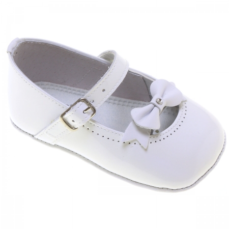 Baby Girls White Patent Shoes Bow Decoration