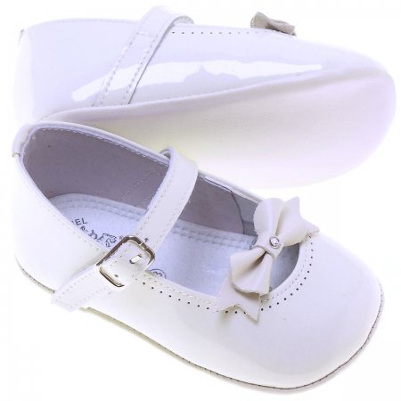 Baby Girls White Patent Shoes Bow Decoration #2