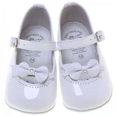 Baby Girls White Patent Shoes Bow Decoration #3