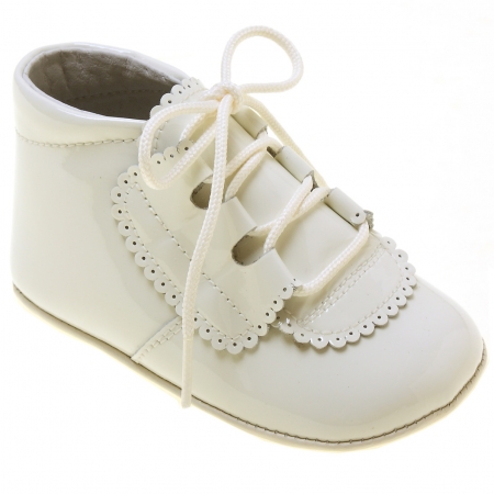 Baby Boys Ivory Shoes Patent Leather Pram Shoes