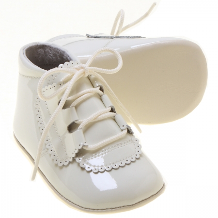 Baby Boys Ivory Shoes Patent Leather Pram Shoes #2