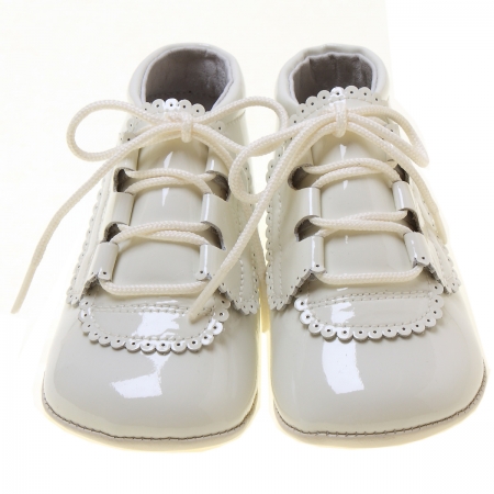 Baby Boys Ivory Shoes Patent Leather Pram Shoes #3