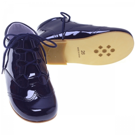 Boys Navy Patent Brogue Styled Boots #2