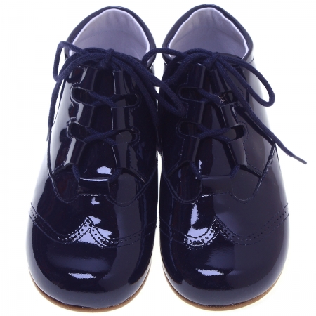 Boys Navy Patent Brogue Styled Boots #3