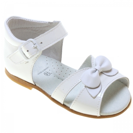 Girls White Sandals In Patent Leather