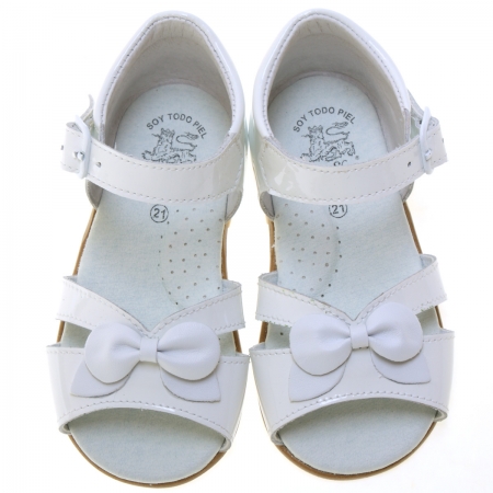 Girls White Sandals In Patent Leather #3