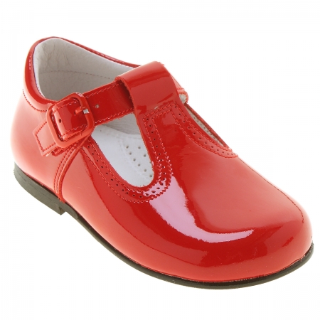 Children Red Patent Leather T Bar Shoes