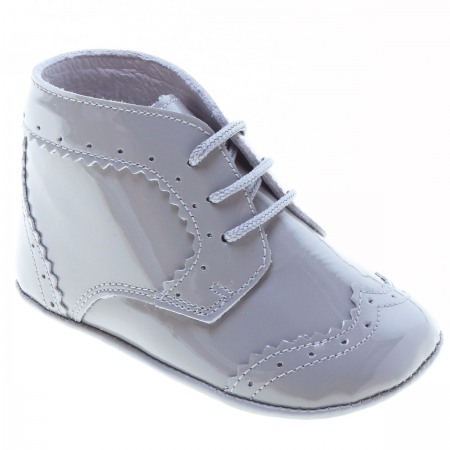 Baby Boys Light Grey Boots In Patent Leather