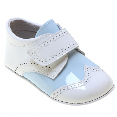 Baby Boys Baby White Blue Patent Shoes