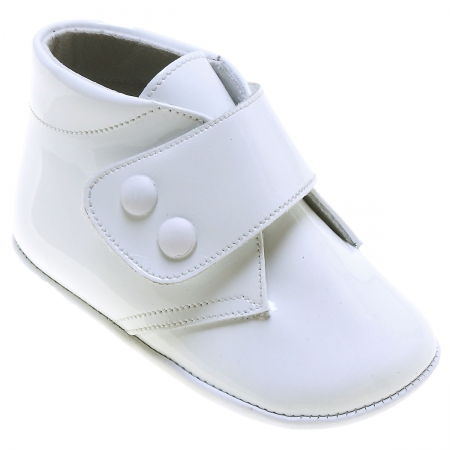 Baby Boys White Patent Boot Style Pram Shoes