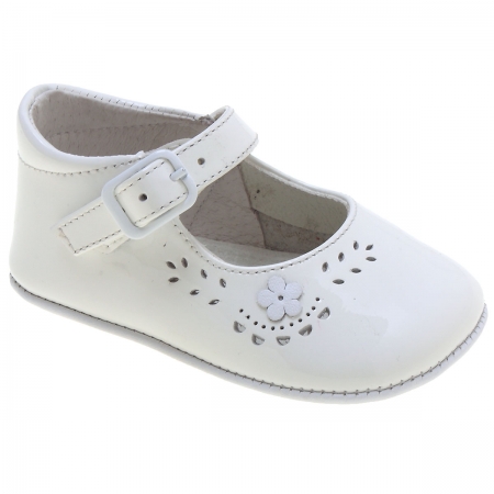 Baby Girls White Patent Pram Shoes