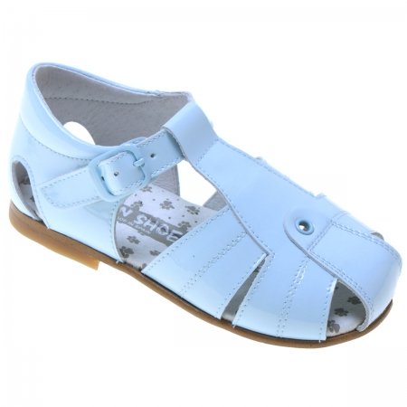 Boys Baby Blue Roman Sandals In Patent Leather