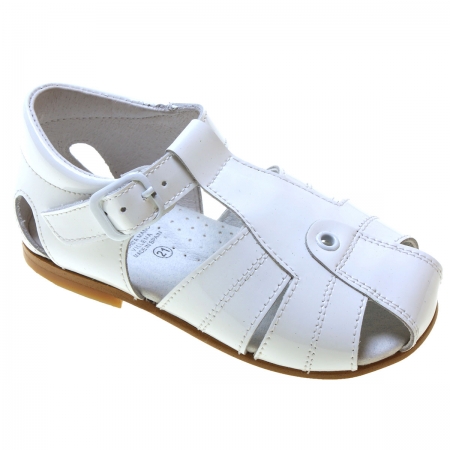 Boys White Patent Leather Sandals
