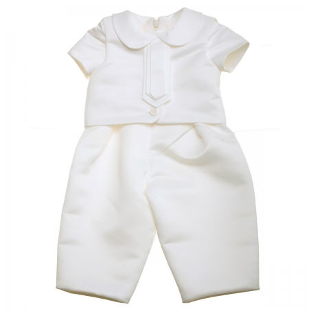 Linzi Jay Baby Boys Ivory Christening Romper Outfit