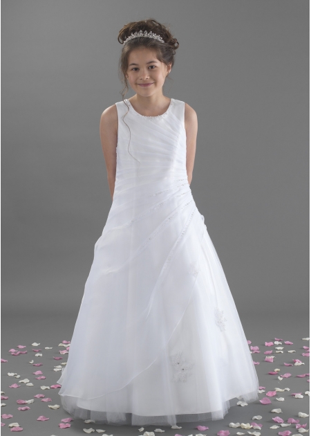 First Holy Communion Dress With Side Ruched And Beaded