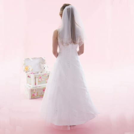 First Holy Communion Dress With Side Ruched And Beaded #4