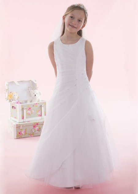 First Holy Communion Dress With Side Ruched And Beaded #7
