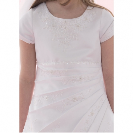 First Holy Communion Dress Beaded Satin Pleat #2