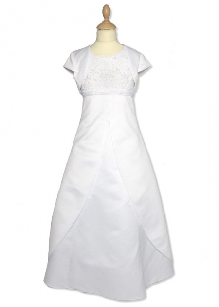Satin Beaded First Holy Communion Dress With Bolero