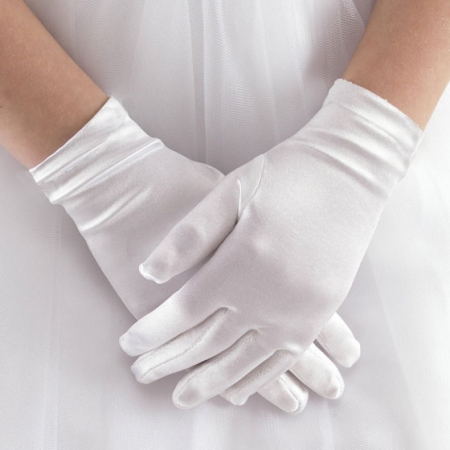 Plain White First Holy Communion Gloves 7 To 12 Years