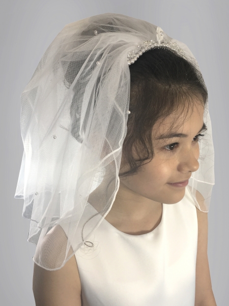 Linzi Jay White Pearls First Holy Communion Veil