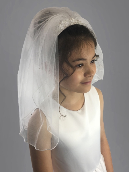 Linzi Jay White Scattered Pearls First Holy Communion Veil