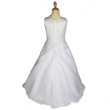 Organza Beaded First Holy Communion Dress With Drape Effect Skirt #2