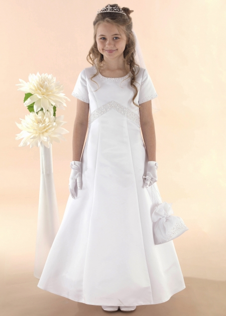 Elegantly Simple Beautiful Communion Dress With Encrusted Beads