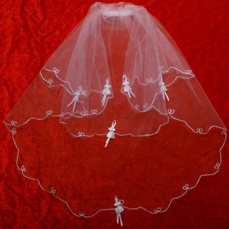 First Holy Communion Veil Decorated By Bows