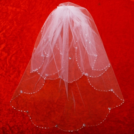 First Holy Communion Veil Decorated By Beads And Sequins