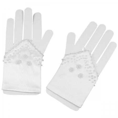 Fingerless First Communion Gloves With Beads