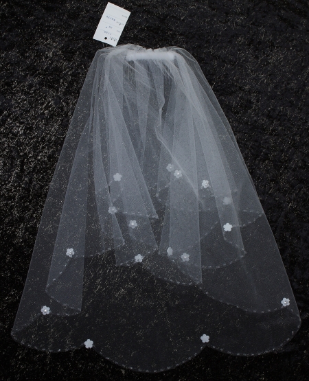 First Holy Communion Veil With Flowers And Beads