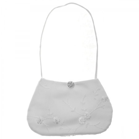 First Holy Communion Bag With Embroidered Flowers And Diamante