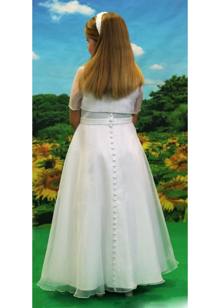 Little People First Holy Communion Dress With Beads Waistband #3