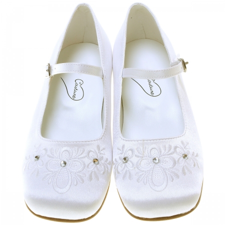 First Holy Communion Girls Shoes Flowers 3 Diamantes #2