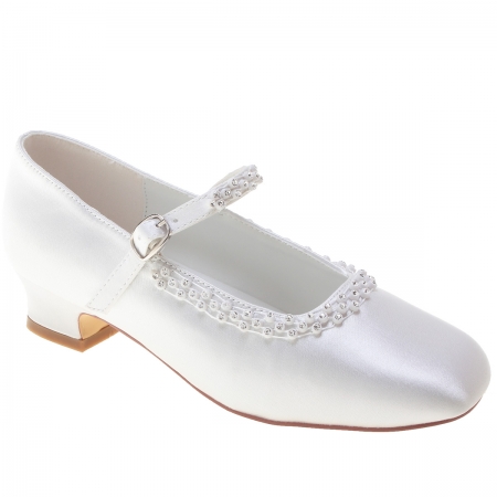Girls Communion White Shoes With Diamantes