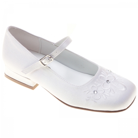 First Holy Communion Girls Shoes Flowers 3 Diamantes