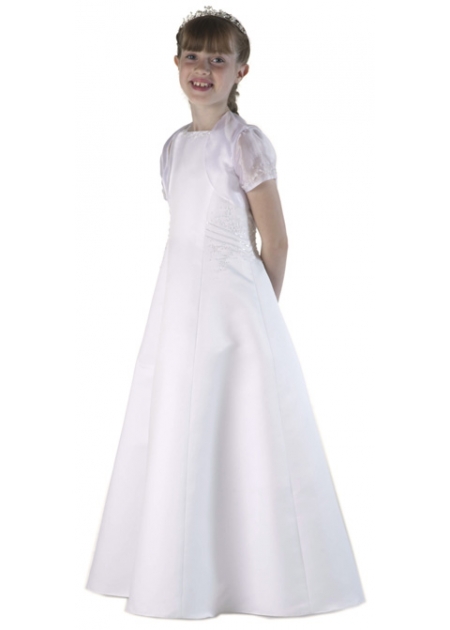 Girls Elegant White Communion Dress With Net Bolero #3