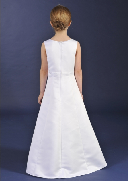 Plain Satin Communion Dress With Dipped Hem #2