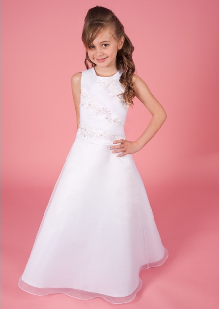 Briony Communion Dress Beaded Lace And Pleat Organza Bodice