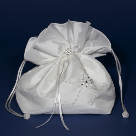 White Taffeta Holy Communion Dolly Bag